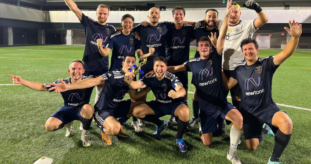 Gaulois Sports Club team playing 7-aside football in the Dejavu League in Singapore