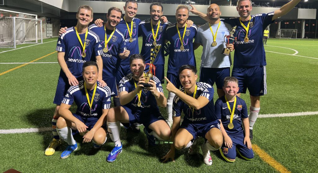 Gaulois Sports Club team playing 7-aside football in the Dejavu League in Singapore
